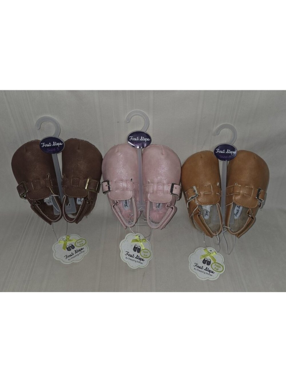 First Steps Faux Leather Fur Sling Back Shoes Clogs BABY Size 5 NEW 3 PAIRS
